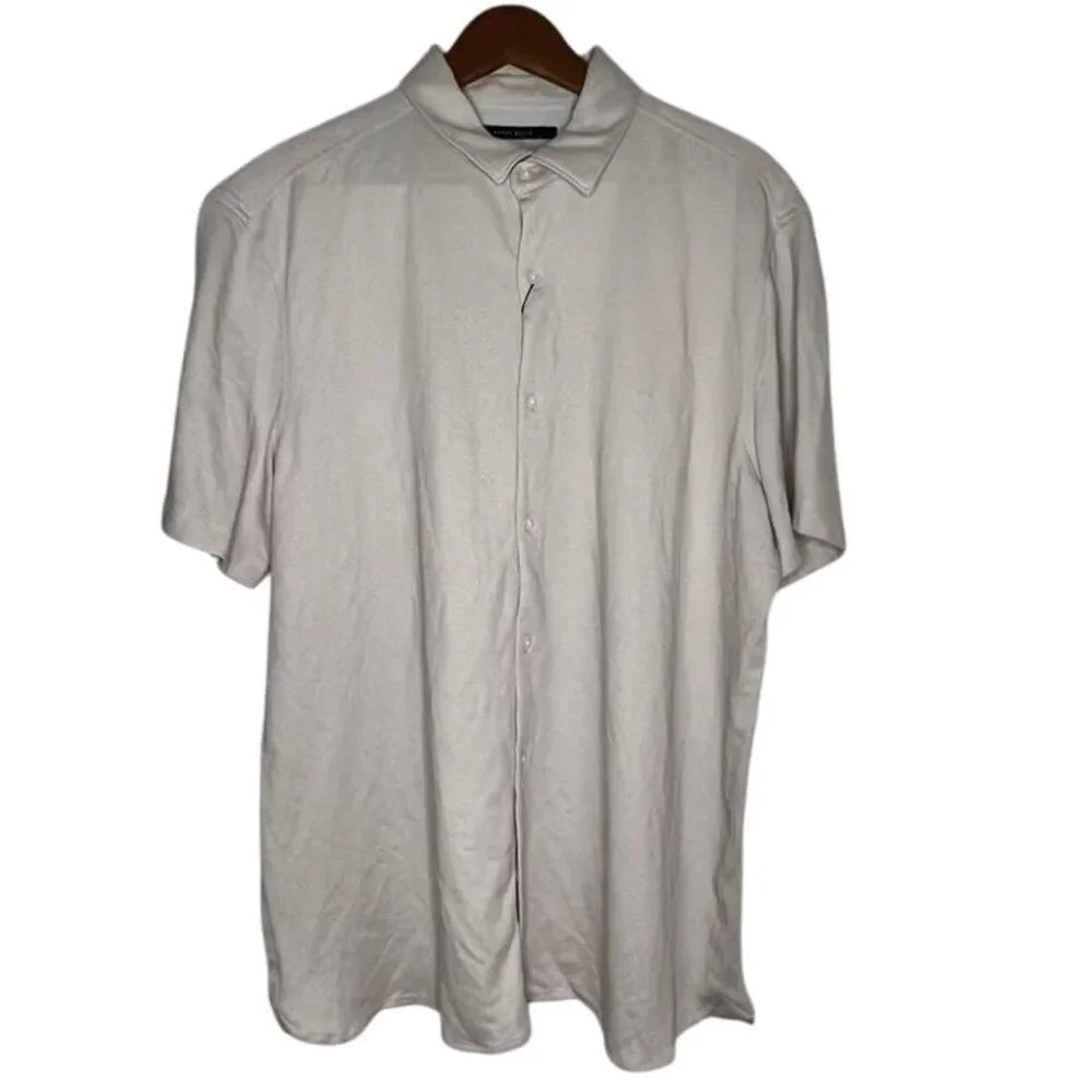 Perry Ellis Light Gray Short Sleeve Button Down Shirt‎ Casual SIZE XL
